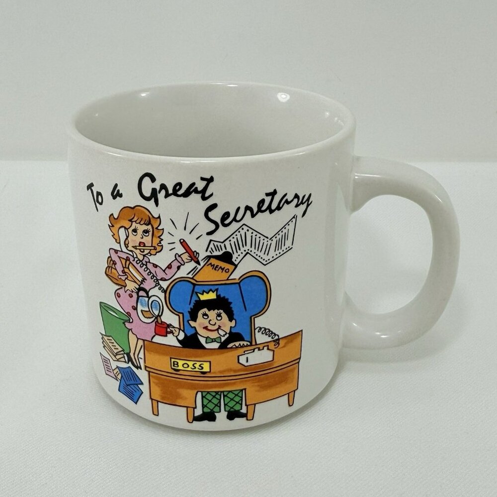Vintage 1986 Geo Lefton Great Best Secretary Mug Appreciation Retirement 05544